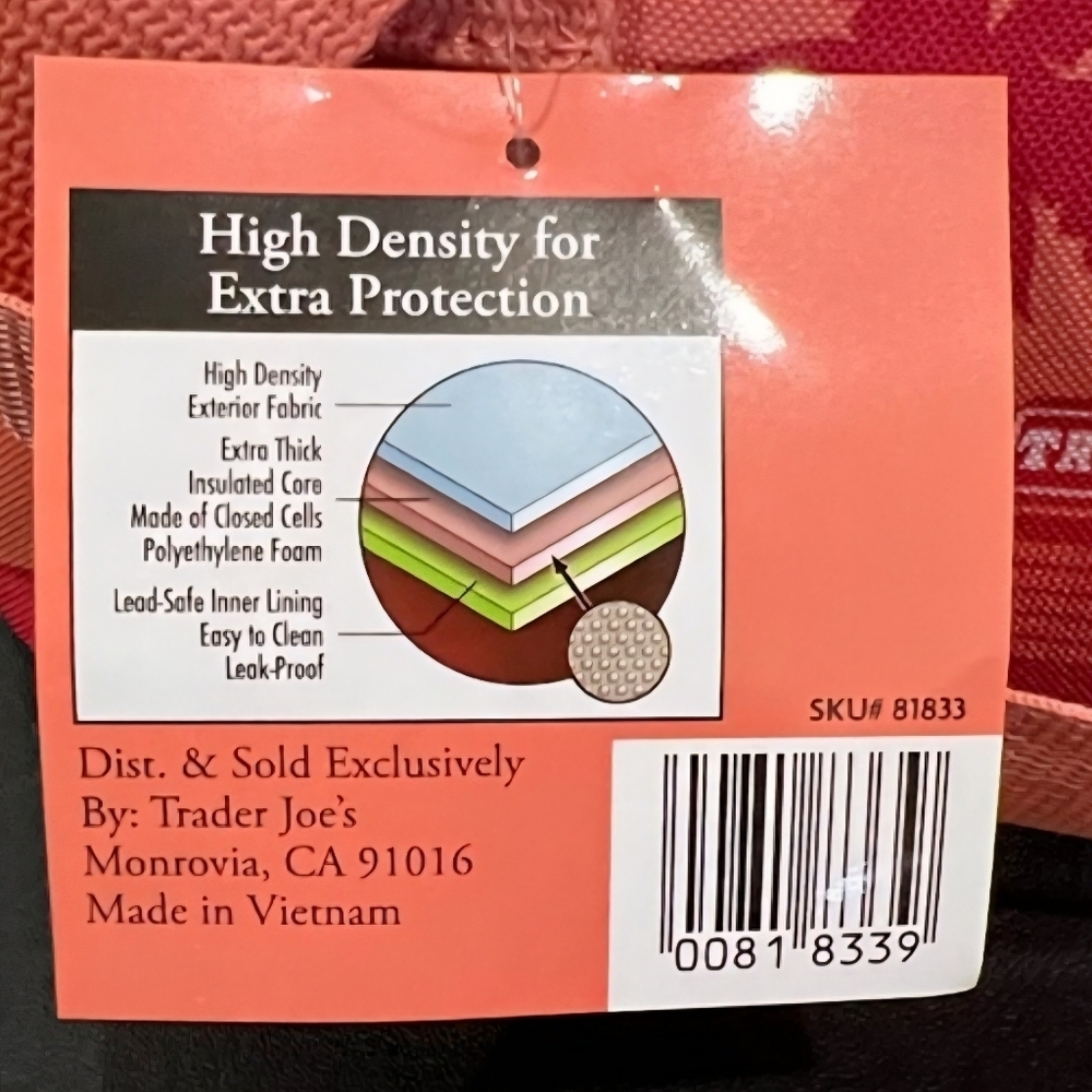 Trader Joe's Limited Edition Coral Insulated Travel Bag - Picture 3 of 8